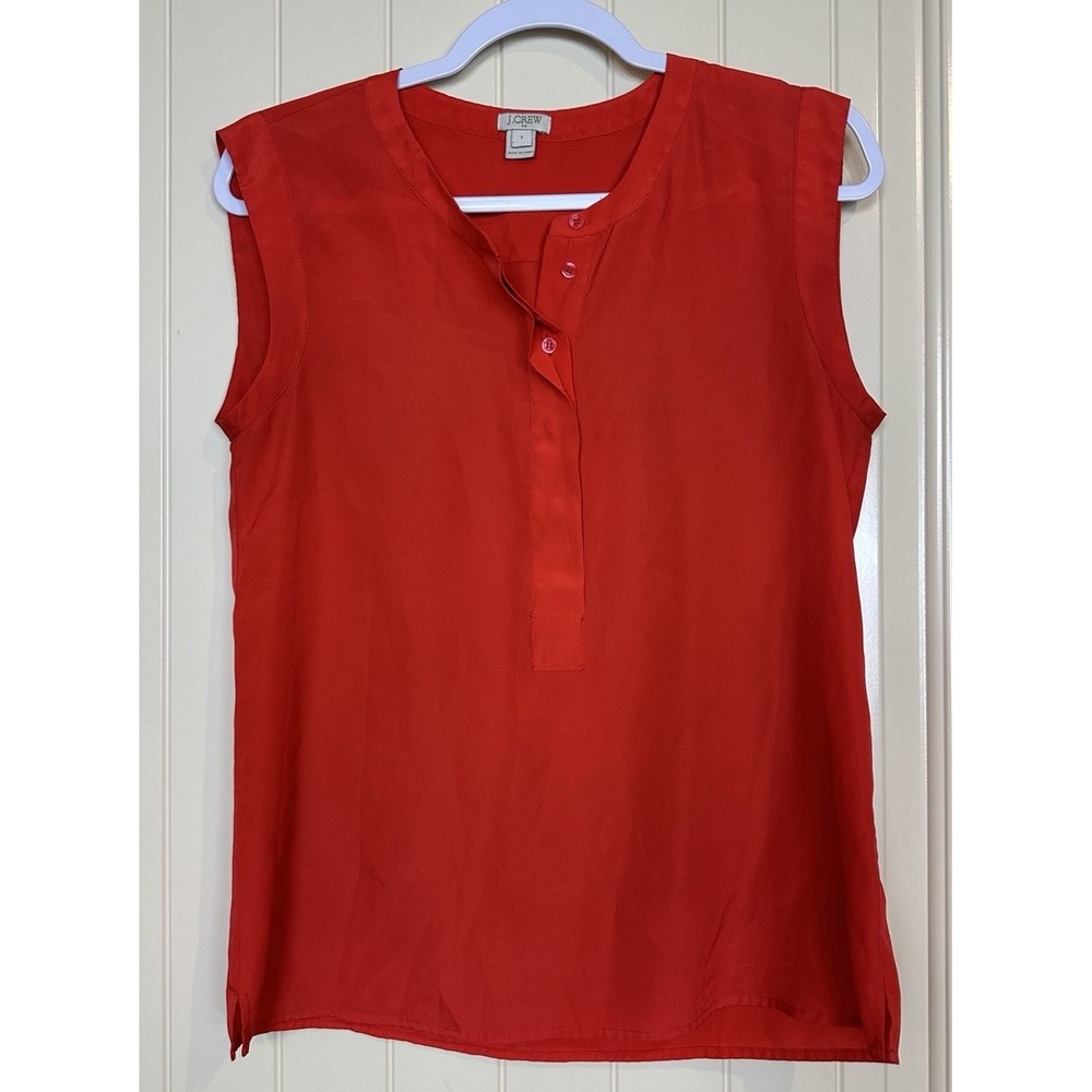 J Crew women's sleeveless red popover blouse sz 4 casual business‎ workwear